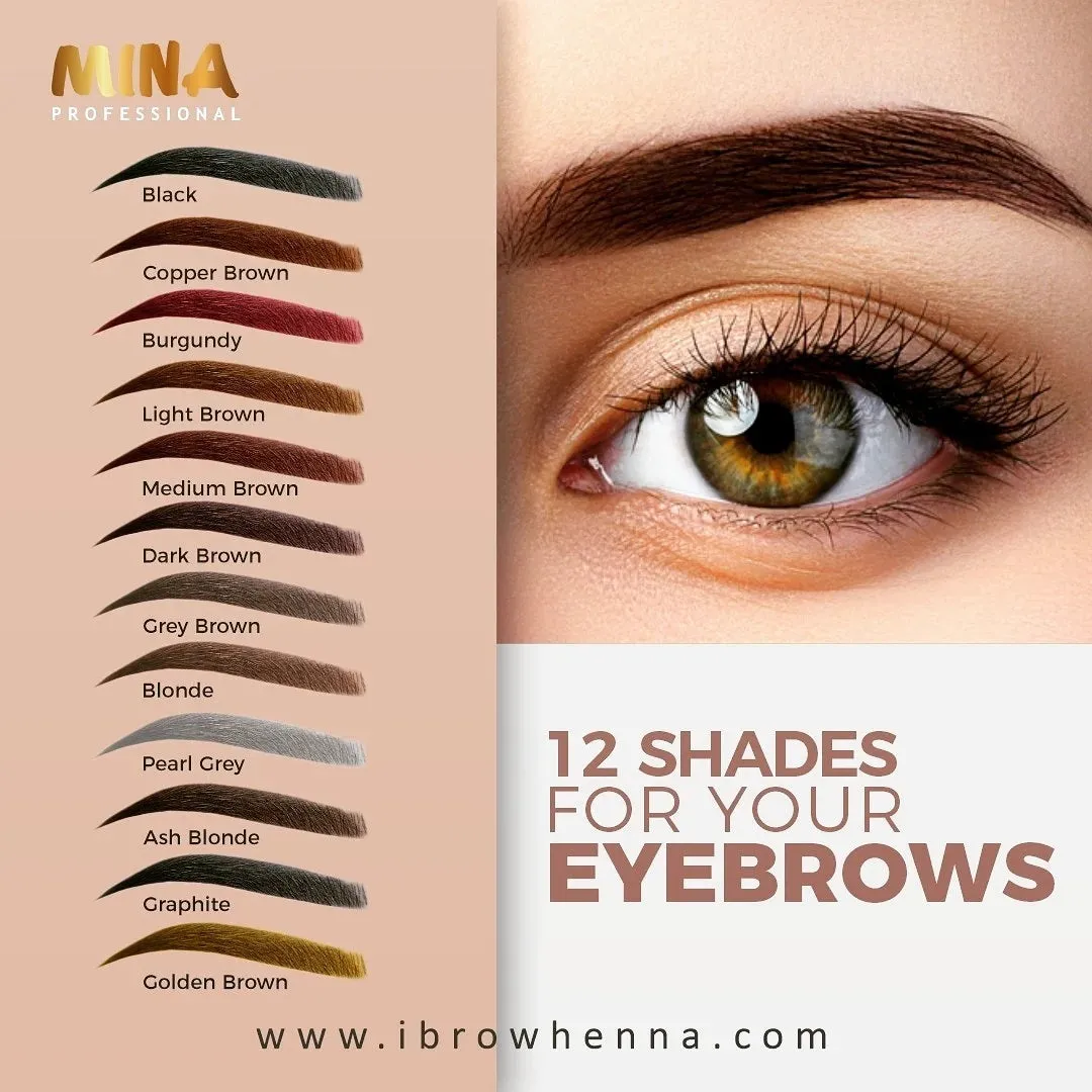 Brow Henna Professional Starter Kit - Set of 12 Natural, Cool & Warm Shades