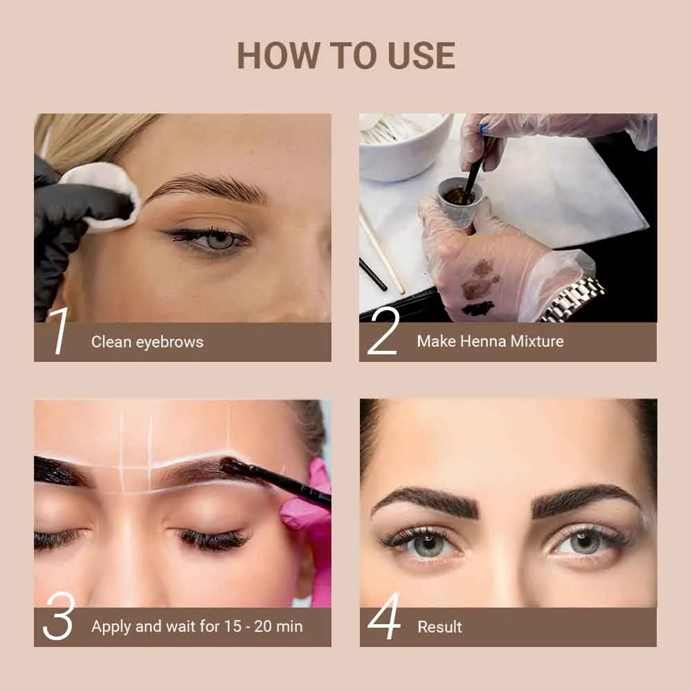 Brow Henna Professional Starter Kit - Set of 12 Natural, Cool & Warm Shades