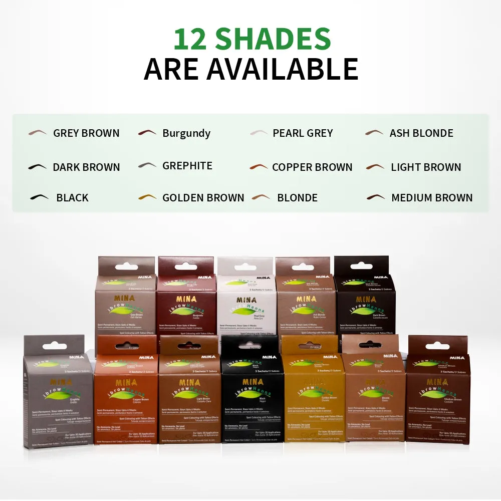 Brow Henna Professional Starter Kit - Set of 12 Natural, Cool & Warm Shades