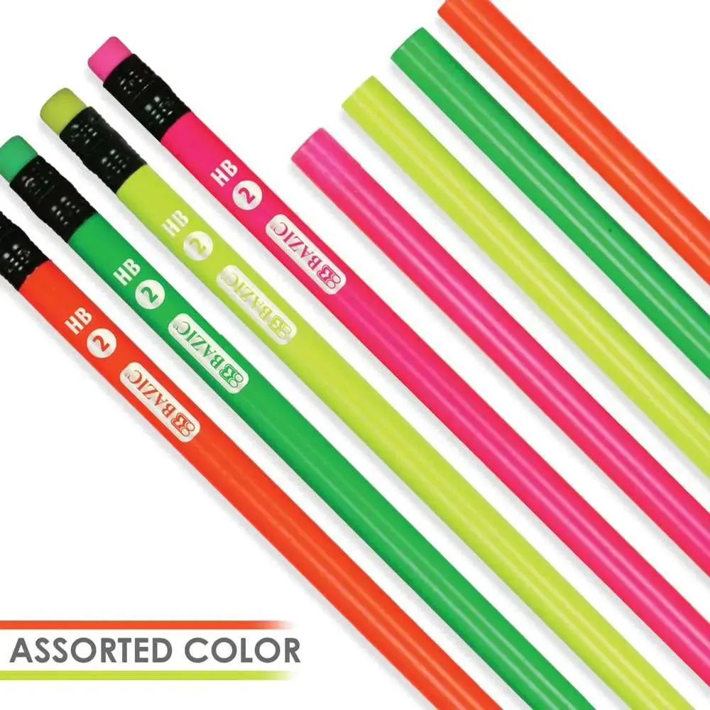 Fluorescent Wood Pencil with Eraser (8 pencils)