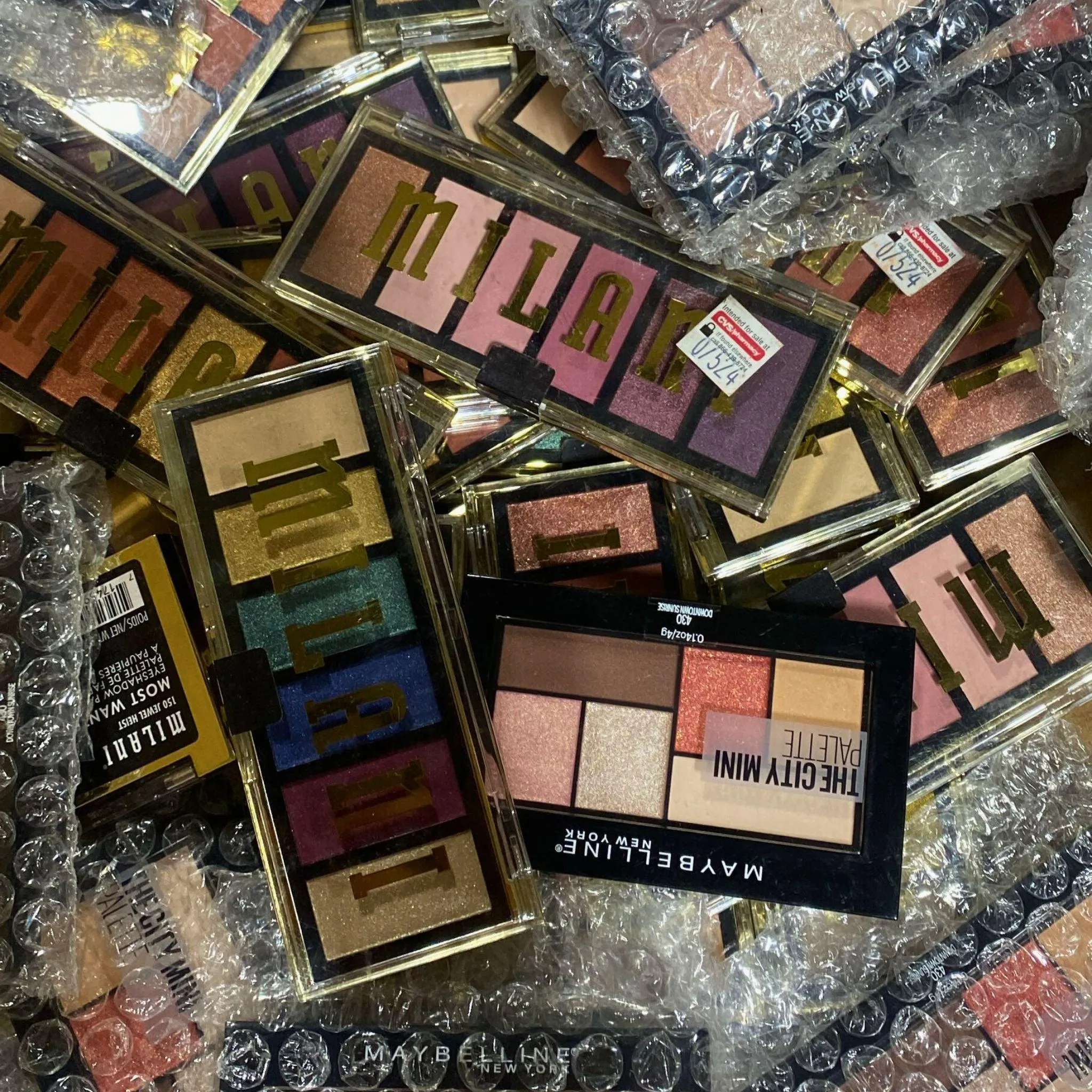 Milani Most Wanted & Maybelline The City Mini Eyeshadow Palettes (65 Pcs Lot)