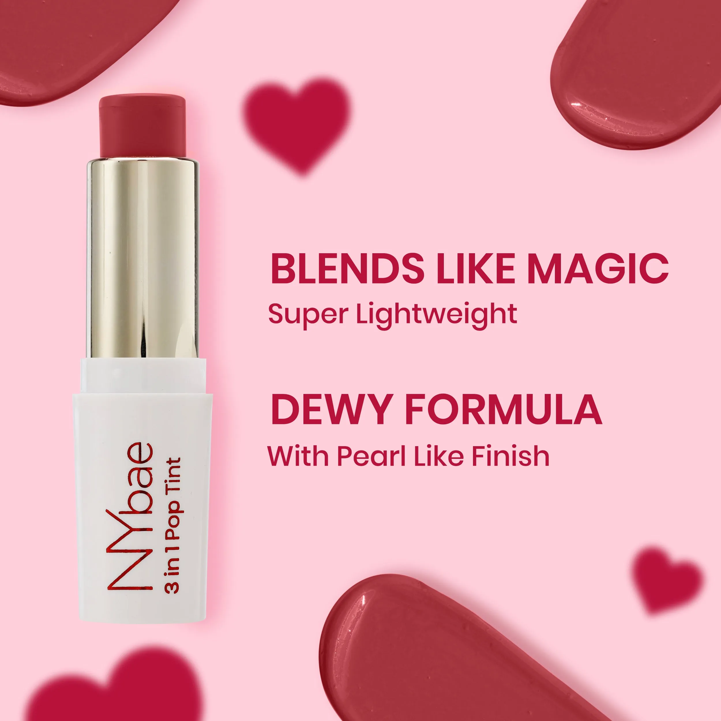 NY Bae 3 in 1 Pop Tint | Eyeshadow | Blush | Lip & Cheek Tint | Korean Beauty | Dewy Finish | K- beauty | Lipstick | Lip Balm - Berry Blush 01 (4.5g)