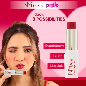 NY Bae 3 in 1 Pop Tint | Eyeshadow | Blush | Lip & Cheek Tint | Korean Beauty | Dewy Finish | K- beauty | Lipstick | Lip Balm - Berry Blush 01 (4.5g)