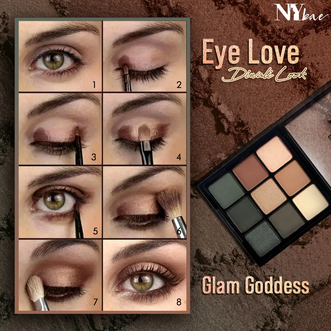 NY Bae Eye-Love Eyeshadow Palette | 9in1 Palette | Matte & Shimmer | Intense Pigment | Easily Blendable | Long Lasting | Smooth Finish | Blacks - Glam Goddess 06 (9 g)