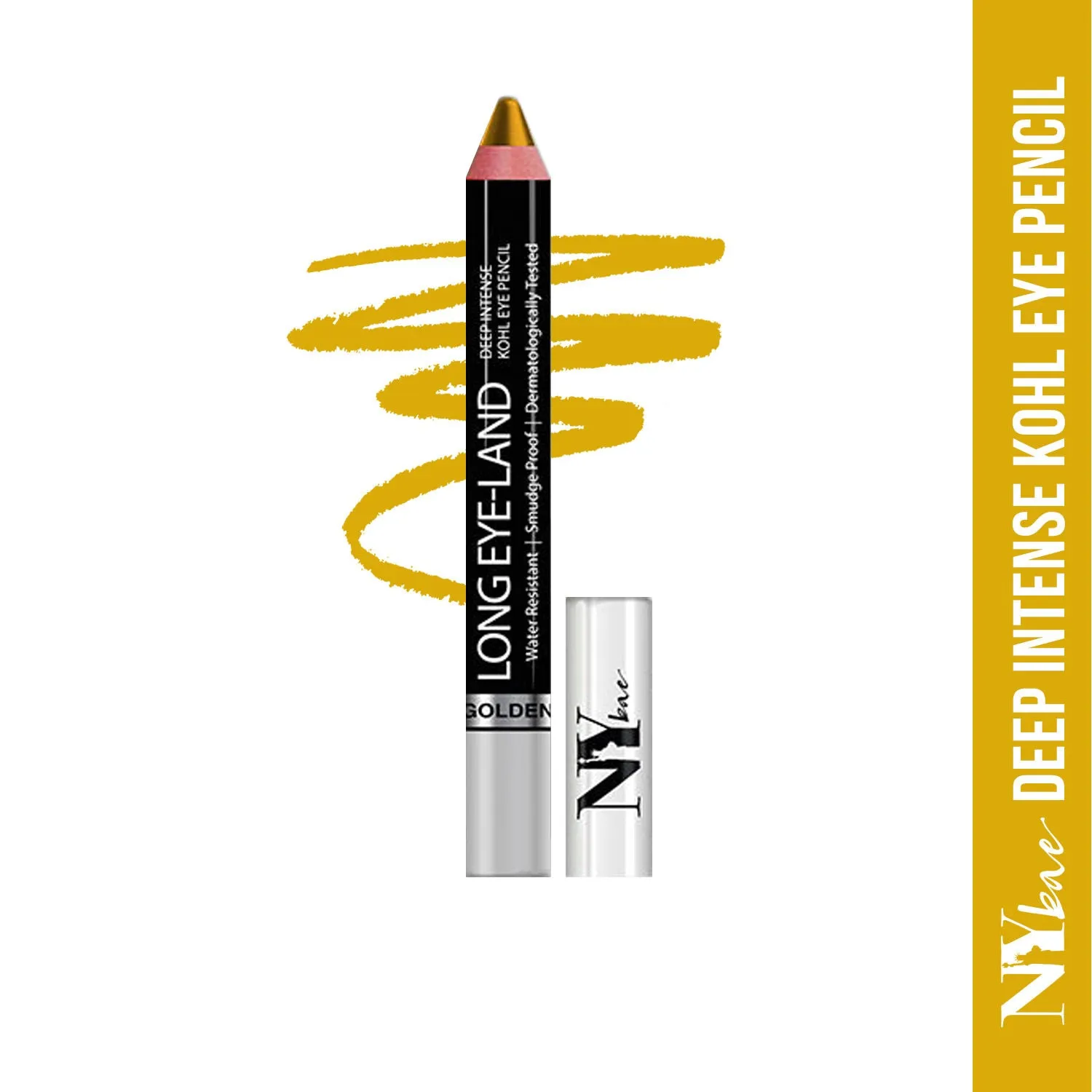 Ny Bae Long Eye-Land | Deep Intense Kajal | Eye Pencil | Shimmer Finish | High Pigmentation | Enriched with Vitamin E And Castor Oil - Golden