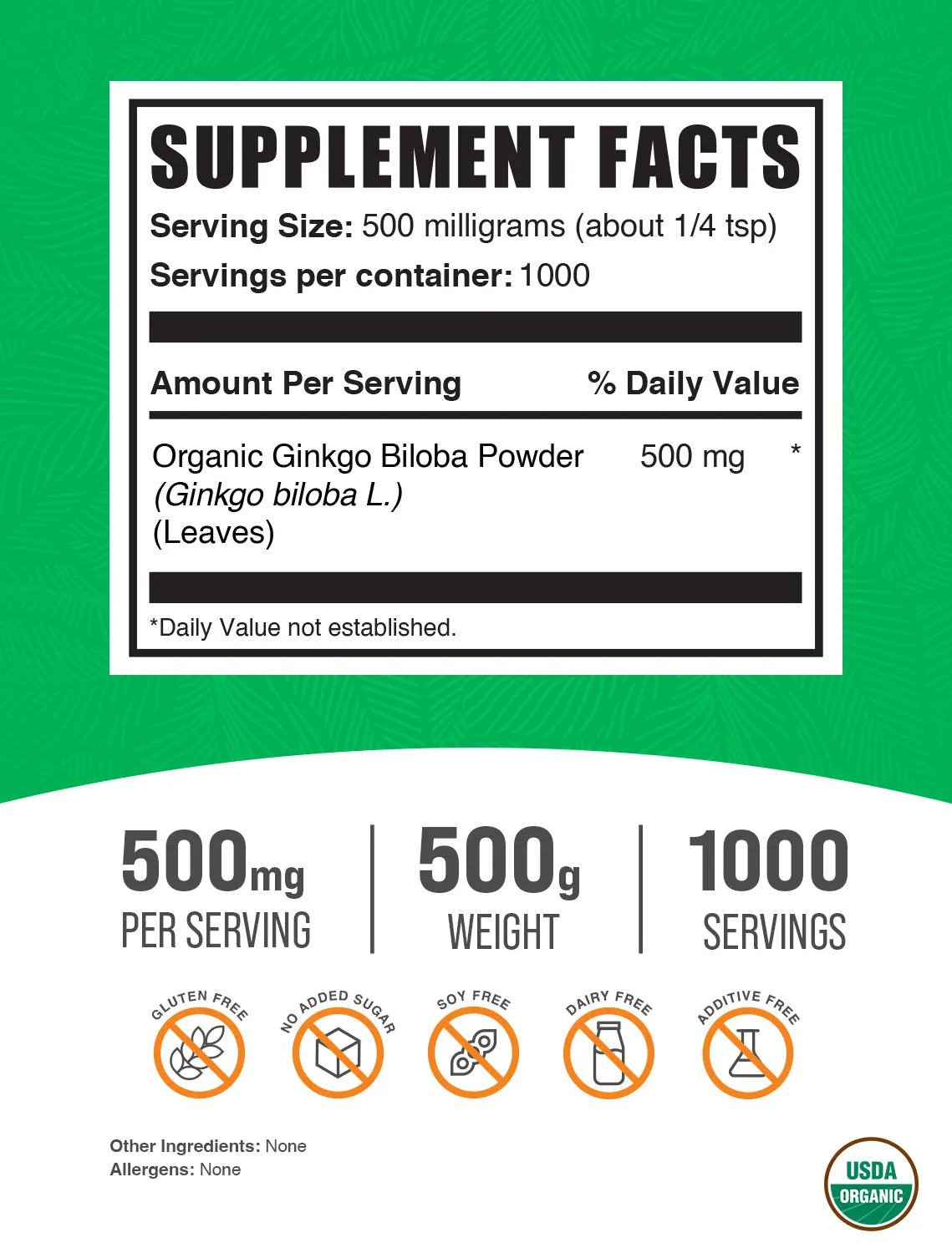 Organic Ginkgo Biloba Powder