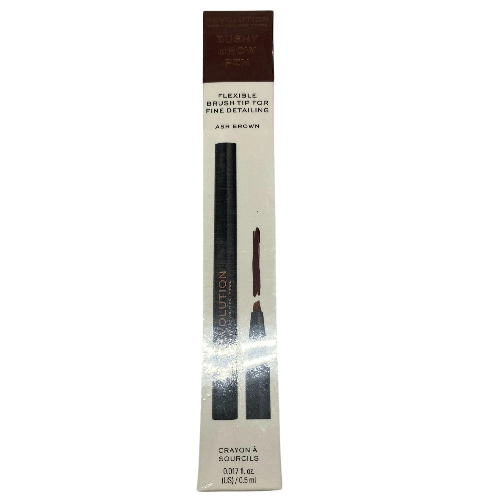 Revolution Bushy Brow Pen Flexible Brush Tip For Fine Detailing Ash Brow 0.5 ml (72 Pcs Lot)